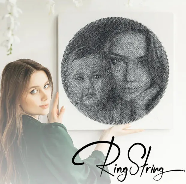 RingString DIY-Set bei Dreizack Wien – personalisiertes Kunstwerk aus MDF, Nägeln und Faden, 50×50 cm oder 35×35 cm, mit Audio-Anleitung, vor Ort ansehbar,