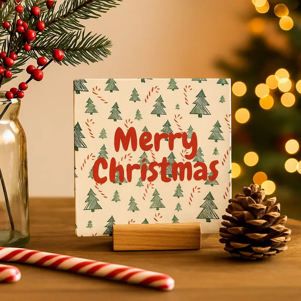 Keramikfliese 10×10 cm mit „Merry Christmas