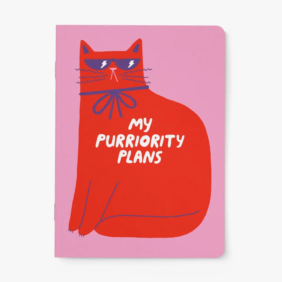 Notizheft DIN A5 mit roter Katze und Schriftzug „My Purriority Plans